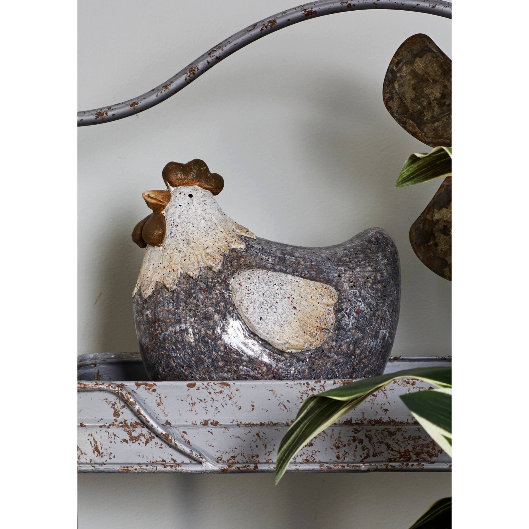 10" Gray Stone Country Hen Garden Sculpture